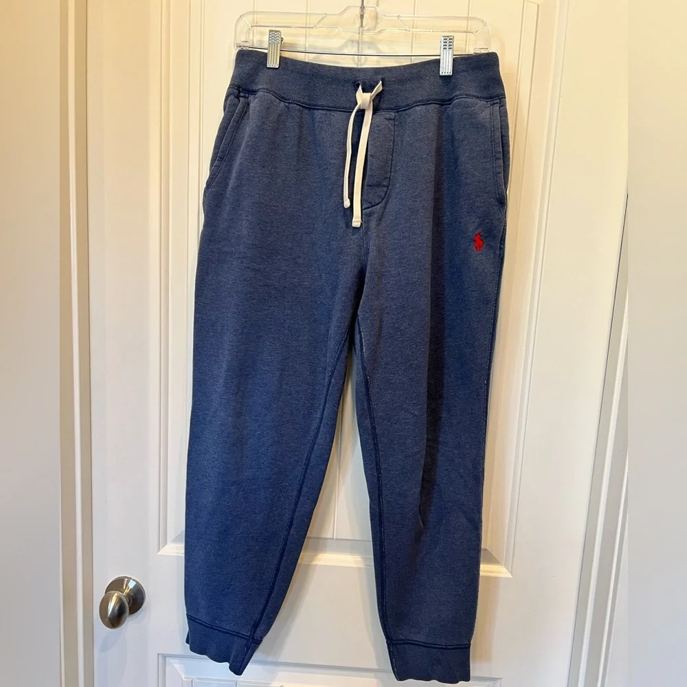 Polo Ralph Lauren Sweatpants Joggers Men's Medium Blue Red Pony Logo Drawstring